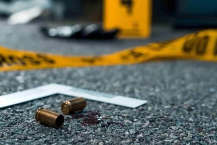 Police at the scene of the Soshanguve shooting incident where four were killed and eight injured.