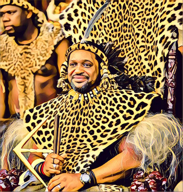 King Misuzulu wearing traditional Zulu regalia during a cultural event